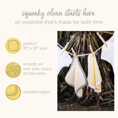 Image of Burt's Bees Baby Infant Washcloths, 100% Organic Cotton 9x9 in, 3-Pack | Soft, gentle knit terry 100% organic cotton wash cloths are the perfect bath time essential