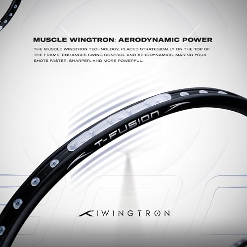 Image of Hundred T-Fusion 300 Unstrung Badminton Racket with Full Cover | 83 Grams | Maximum Tension ≤32 to 34 lbs (Black)