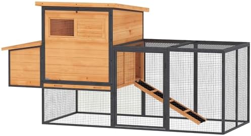 PawHut Poulailler XXL en Bois et Acier pour 3-5 Poules avec Grand...