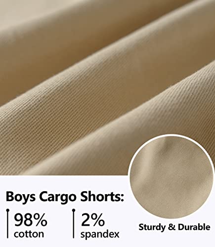 Tlaenson Boys Cargo Shorts Kids Drawstring Elastic Waist School Summer Bermuda Shorts Khaki 6-7 Years/Size 130 #TOP2