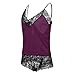 Sexy Lingerie Set for Women Lace Nightwear Sleepwear Comfortable Camisole and Shorts Pajamas Fashion (Purple, S)