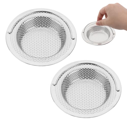 2PCS Coladores de Fregadero de Acero Inoxidable, colador de Fregadero - Filtro de Drenaje con Asa para Cocina - Evita Obstrucciones, Filtro Fregadero