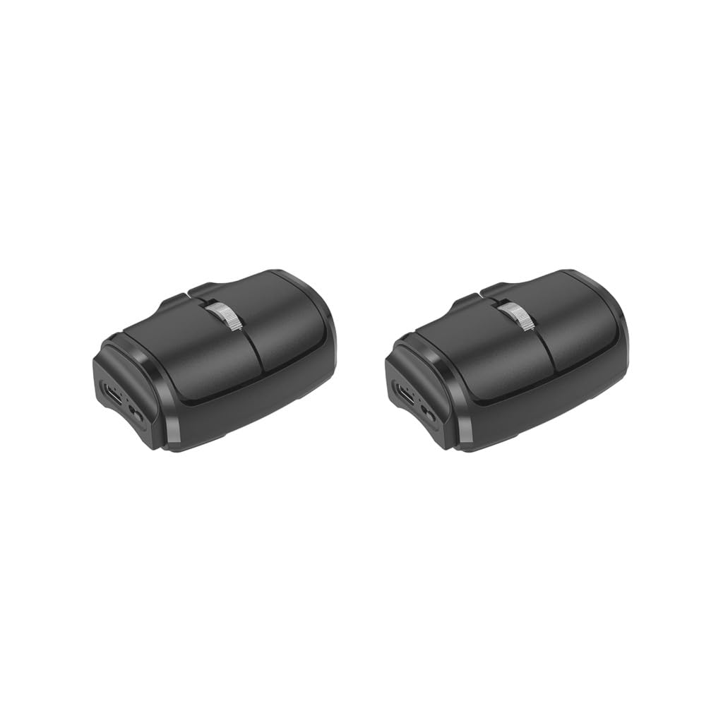 2 set di mouse ergonomici con anelli per le dita, leggeri, per ufficio e casa, mini mouse ottico, nero