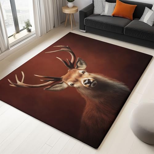 Fantasy Animal Deer Rug 2x3 ft Non-Slip Faux Wool Carpet
