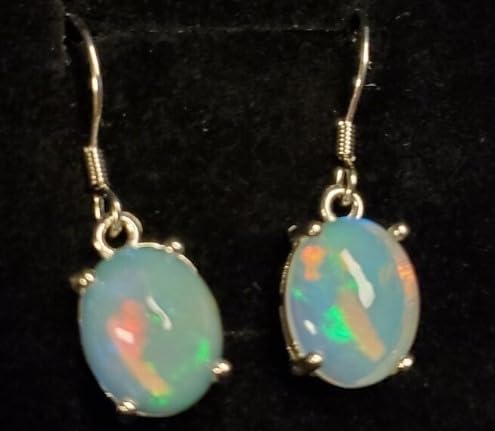Generic Natural Oval Ethiopian Opal Dangle Drop Earring 925 Sterling Silver Earring Jewelry For Her
