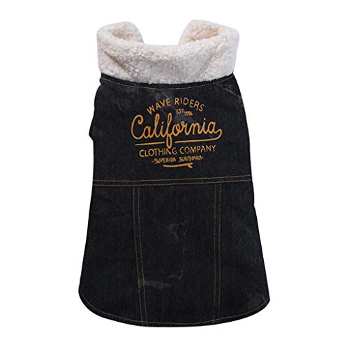 DDLmax Pet Clothes Dog Jeans Jacket Cool Denim Coat Small Medium Dogs Lapel Vests Puppy Vintage Washed Clothes