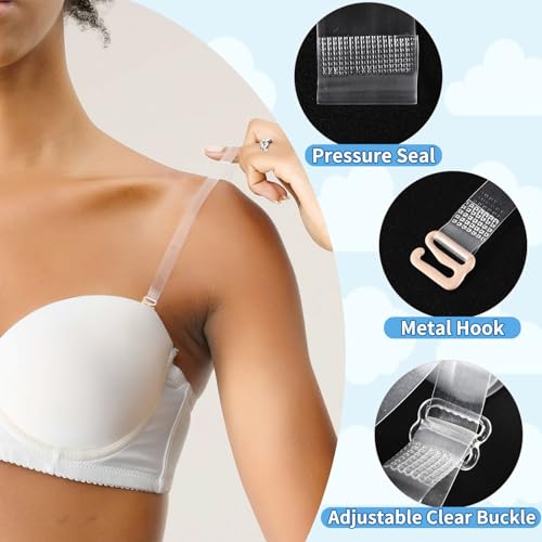 iMucci Clear Bra Straps 3 Pairs Shoulder Strap with 3pcs Clear Back Straps3