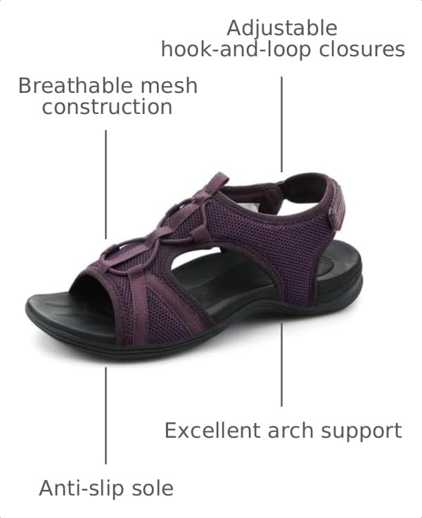 Image of UBFEN Womens Hiking Sandals Comfortable Walking Sandals Summer Sport Breathable Arch Support