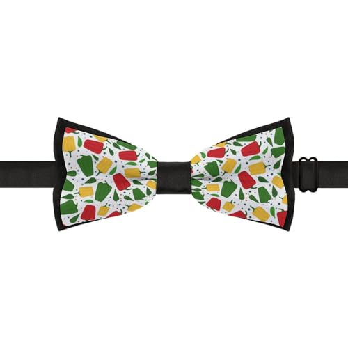 GoasNei Chili And Pepper Pattern Bow Tie for Men Adjustable Necktie Funny Tie Neck Ties for Weddings Party