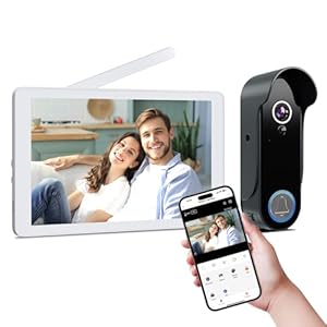 Wireless WiFi Video Doorbell with 8″ Touch Monitor, Wireless Doorbell Camera with Monitor Screen, Wireless Video Doorbell Intercom System, 1080p HD, Motion Detector, No Monthly Fees, Remote Unlock