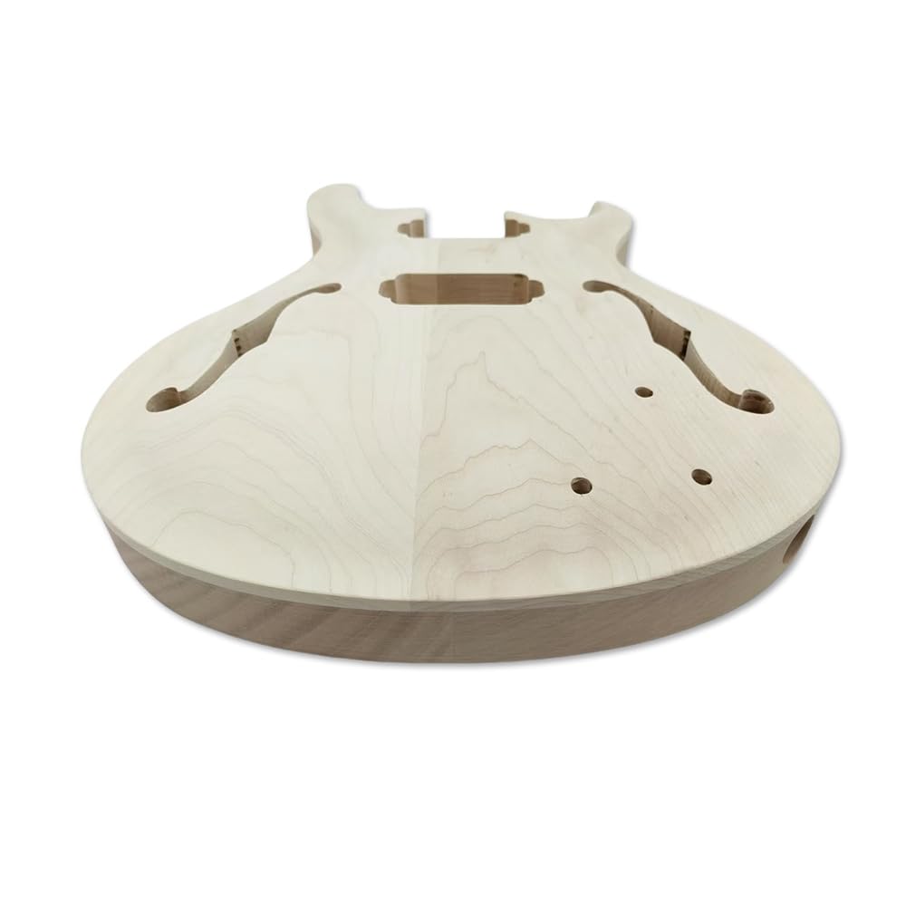 Juego de cuerpo de guitarra semihueco con tapa de arce de caoba, parte superior curvada, en bolsillo, repuesto para bricolaje