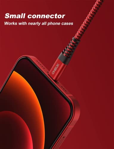 Image of iPhone Fast Charger Cable [MFi Certified] USBC Lightning Cable 6FT, 2 Pack | Durable Nylon Braided Apple Charging Cord for iPhone 14 13 12 11 X XS XR SE 8 7 6, iPad Pro, Air, mini, iPod, AirPods - Red