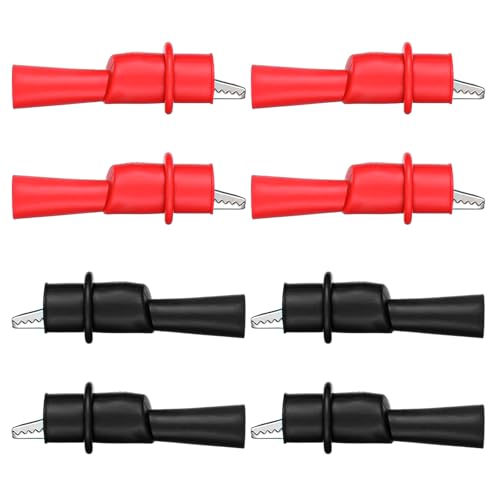 Image of Oruola 8pcs Alligator Clips for Multimeter, Multimeter Alligator Clips, Insulated Push on Crocodile Clamps for Electrical Testing, Crafts, Test Extension