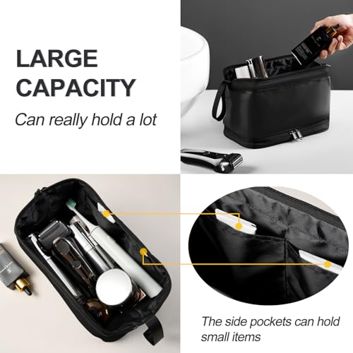 Large Travel Toiletry Bag for men women,Makeup Organizer Bag, Dopp Kit,Waterproof Hanging Cosmetic Bag for Toiletries Accessories(Black)2