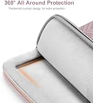 MOSISO 360 Protective Laptop Sleeve 13-13.3 inch, Compatible with MacBook Air 13 M2 M1, Compatible with MacBook Pro 13/14, Wavy Quilted Side Open Bag with Horizontal Pockets&Small Case, Pink