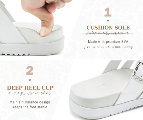 Image of KuaiLu Gladiator Sandals for Women with Comfortable Arch Support Summer Beach Walking Fisherman Slides Boho Outfits Flats Slip on Cushion Shoes Indoor Outdoor