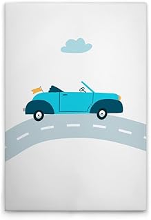 A.S. Création WTD DD132504 - Lienzo decorativo (80 x 120 cm), diseño de coches, color blanco y azul