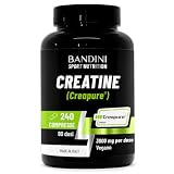 Bandini® Creatina CREAPURE® Monoidrata 240 Compresse - Integratore per Allenamento, Sport, Palestra e Pre Workout - Micronizzata 100% Vegan - A base di Creatine Monoidrato per ATP e recupero