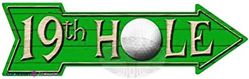 Jackgold Honey Novelty Metal Arrow Sign Vintage 19th Hole Sign Left Arrow Lookin for Wall Decoration Retro Arrow Plaque Aluminum Metal tin Sign 5x17 INCH