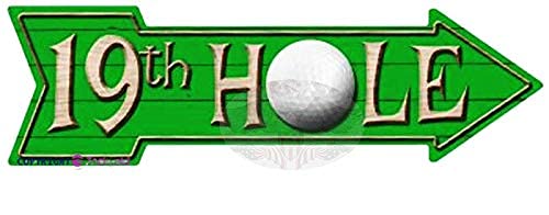 Jackgold Honey Novelty Metal Arrow Sign Vintage 19th Hole Sign Left Arrow Lookin for Wall Decoration Retro Arrow Plaque Aluminum Metal tin Sign 5x17 INCH