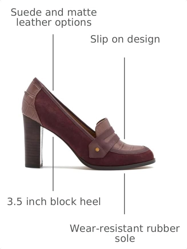 Image of MOOMMO Women Chunky Block Heel Pumps Closed Round Toe Slip On Oxford Loafers Shoes High Heels Snakeskin Work Pump Suede Loafer for Office Ladies Classic Formal Business Professional Fall 4-13 M US