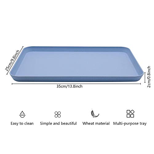 4Pcs 4 Colors Large Wheat Straw Tray Set, Unbreakable Lightweight Dinner Dishes For Restaurant, Microwave Dishwasher Safe Tray, Pefect For Kitchen Hotel, School Lunch And Cafeteria Trays. (4Colortray) #TOP1