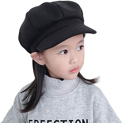 Kids Boys Girls Winter 8 Panels Newsboy Caps Wool Flat Beret Cabbie Hat for Toddler Baby,2 to 7 Years