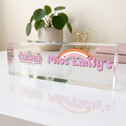Image of Personalized Acrylic Name Plate with Red Rose Design