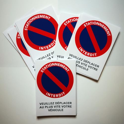 Générique Autocollants stationnement Interdit. Vendus par 20. Difficiles à décoller. Taille 10,5 x 14,8 cm
