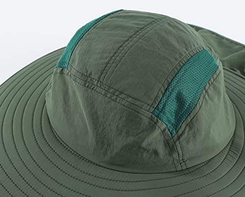 Image of Home Prefer UPF 50+ Mens Wide Brim Fishing Hat with Neck Flap Sun Hat for Men Women Sun Protection Cap