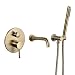 Produktbild WYH Messing Gold gebürstet Wandmontage Badewanne Duscharmatur unterputz Set Badewannenarmatur Unterputz Embedded Wasserhahn Mixer 2 Funktionshähne Mit Handbrause