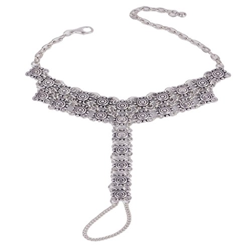 Mujer Sencilla Descalzo Retro Sandalia Tobillera Playa Pulsera del Anillo del Dedo Pie Cadena