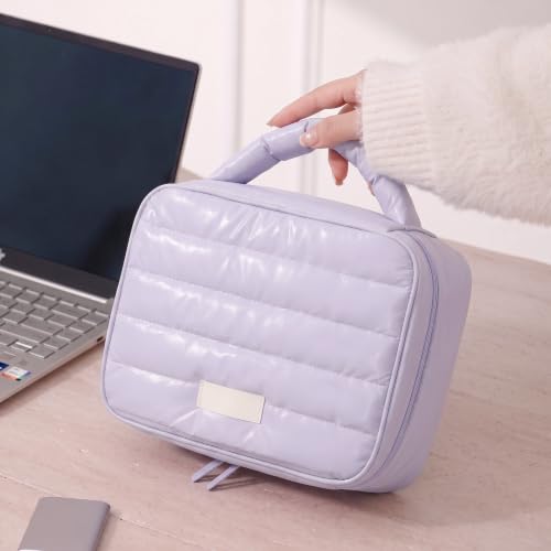 Image of WEMOL Travel Fashion Cosmetic Organizer Storage Bag, Soft Padded - Lavender