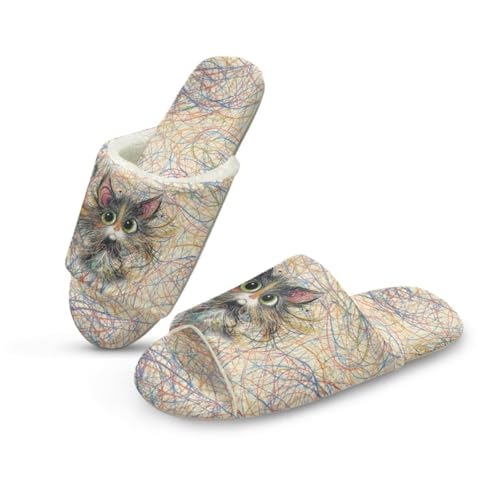 Forchrinse House Slippers for Women Comfy Flannel Open Toe Slippers Washable Reusable Guest Spa Slipper