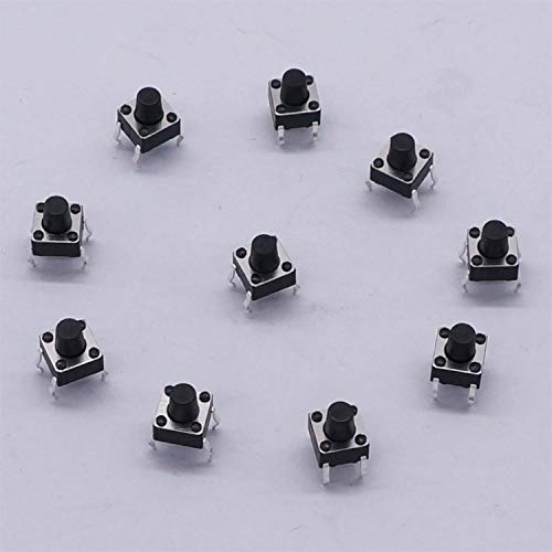 Taiss/100 Pcs 6 X 6Mm X 7Mm Pcb Momentary Tactile Tact Push Button Switch 4 Pin Dip (Black) #TOP3