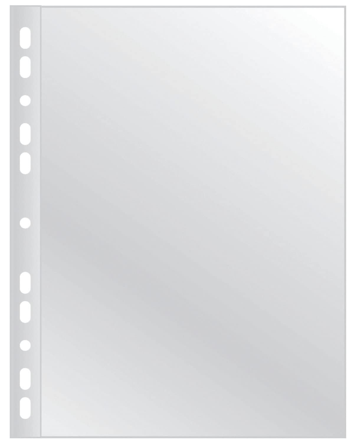Q-Connect KF11187 Przezroczyste koszulki na dokumenty, format A4, 50 sztuk, poszerzone boki, otwarte u góry, przezroczyste koszulki plastikowe, perforowane, 90 mikronów