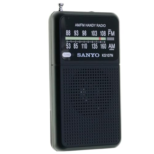 SANYO KS107N   Radio FM/Am Analógica de Bolsillo con Altavoz y Entrada de Auriculares. Color Negro (98×55x15mm)