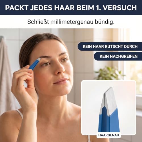 KLINGENHELD® Haargenaue Pinzette - greift jedes Haar beim 1. Versuch ohne durchrutschen - Pinzette Augenbrauen Zupfen handgeschliffen… – Ansicht 2