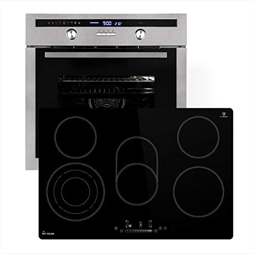 Autarkes Herdset: 60cm Einbaubackofen EB8013ED + 77cm Kochfeld KF7705RL / Drehspieß/Kerntemperaturfühler/Grill/Heißluft…