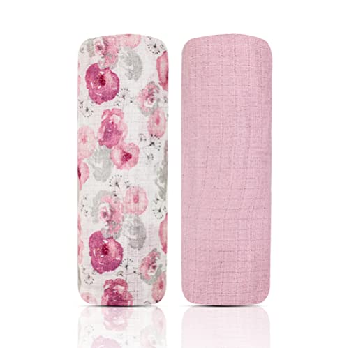 Image of MODERN BABY Muslin Swaddle Blankets Newborn 2 Pack Soft Baby Wraps for Baby Boy 100% Cotton, Pastel Floral