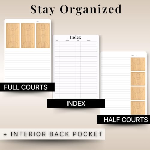 THE PLAYBOOK JOURNAL: Basketball Court Edition- Large Hardcover Notebook with Custom Basketball Court Diagrams