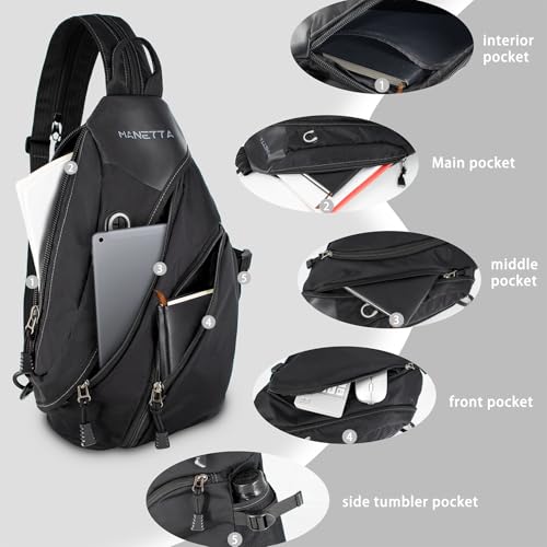 Sling Bag for Men, Crossbody Bag, Small Backpack with Water Bottle Pocket, Sling Backpack with Adjustable Shoulder Strap for Daypack Travel Hiking2