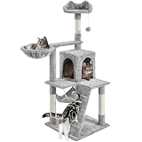 Topeakmart 54 inch Cat Tree Tower, Multi-Level Pet House Furniture with Cat-Ear Perch, Funny Tunnel & Hammock, Scrctching Posts, Big Condo for Indoor Kittens