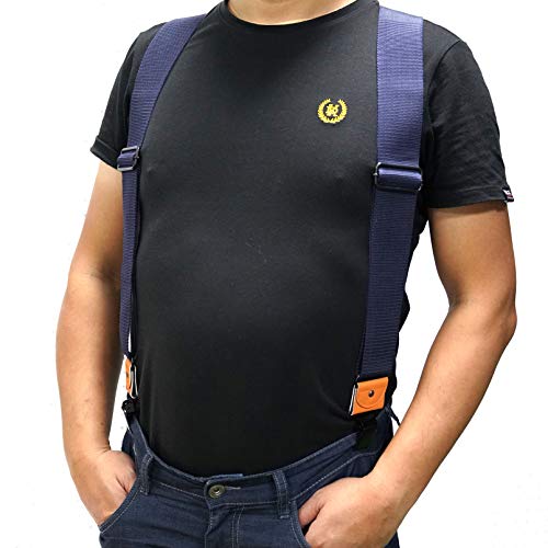 Image of MELOTOUGH Men's Suspender 2 inch Wide Partial Elastic Strap for Jeans Pants | Men's Work Suspenders, Heavy Duty Clips, Partial Elastic Stretch, Supports Work Pants & Jeans, Ideal for Tradespeople