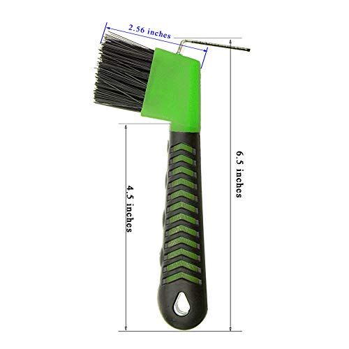Horse Hoof Pick Brush with Soft Touch Rubber Handle (NEON GREEN) - Image 4
