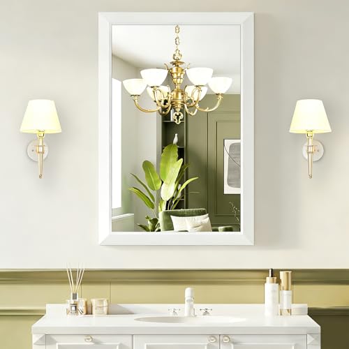 ERZERT Bathroom Wall Vanity Mirror for Over Sink(White 24x36Inch)