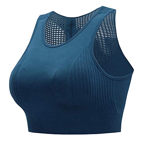 Sodacoda Soutien-gorge de sport pour femme - Soutien-gorge rembourré - Fitness - Yoga, bleu, M Cover