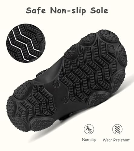 Image of Boys and Girls Tie Dye Clogs for Kids,Unisex Eva Mules for Big Kid,Little Kid,Boy and Girl Closed Toe Slide Sandals,Black and White