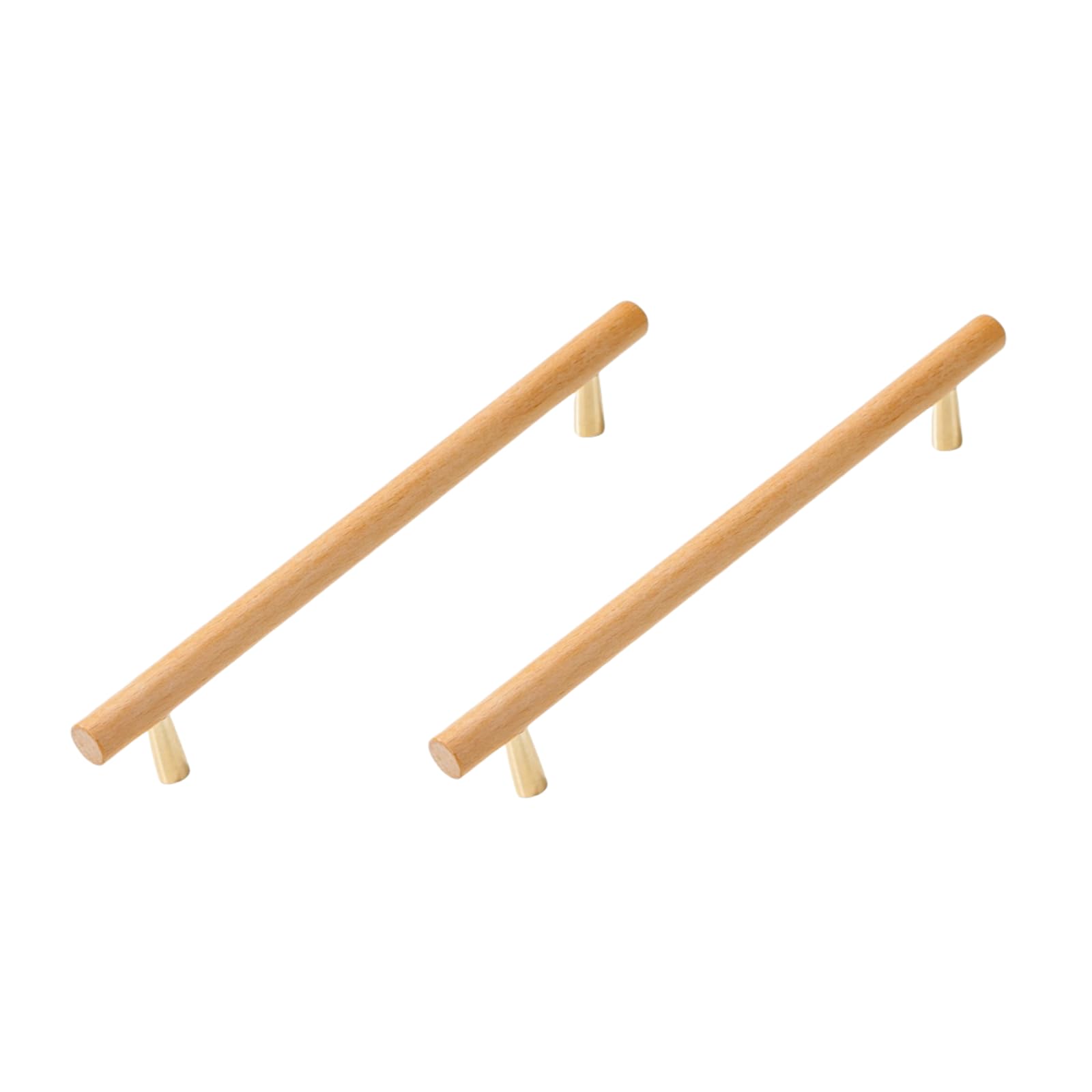 ITTRUH Wood Drawer Knobs,Cabinets 2Pcs Beech Copper Foot Handle Wooden Cabinet Wardrobe Door Solid(192mm)