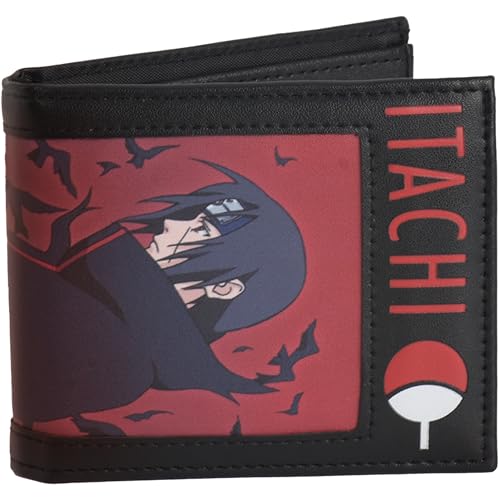 Concept One Naruto Itachi Uchiha Bifold Wallet with Zipper, Compact Foldable, Multi